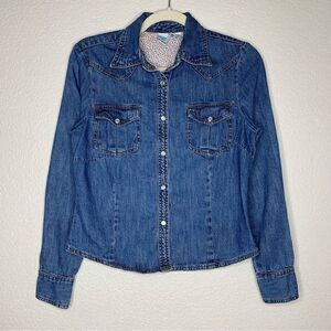 Andrew & Co Vintage Women’s Denim Button Down Shirt, Sz Small